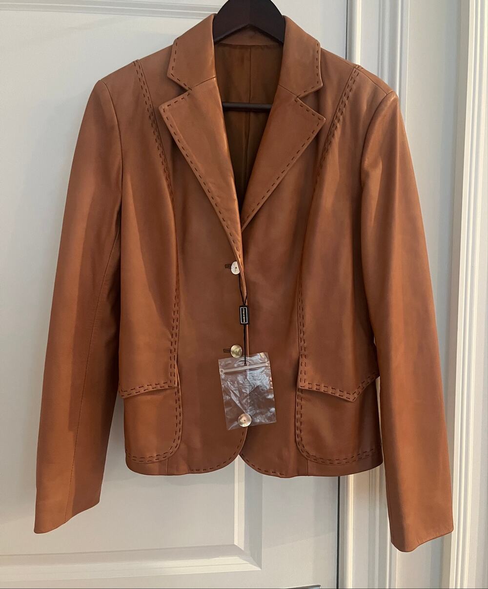 Cavalieri VTG Firenze Italian Leather Jacket Brown Whipstitch Sz. M IT 44 NWT